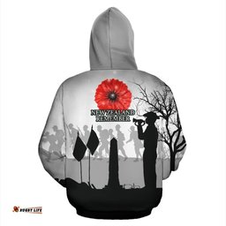 ANZAC Zip Hoodie, Lest We Forget Remembrance Day Full Zip Hoodie White