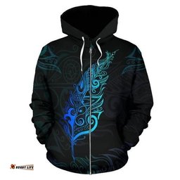 Light Silver Fern Zip Hoodie Custom