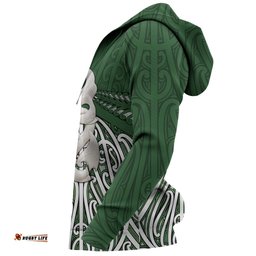 Maori Moko Tattoo Zip Hoodie, Manaia Pounamu Full Zip Hoodie