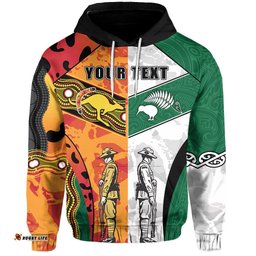 Custom Personalised Australian and New Zealand ANZAC Hoodie Camouflage Indigenous