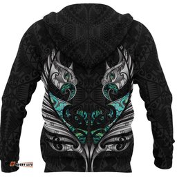 New Zealand Hoodie Manaia Paua Fern Wing White