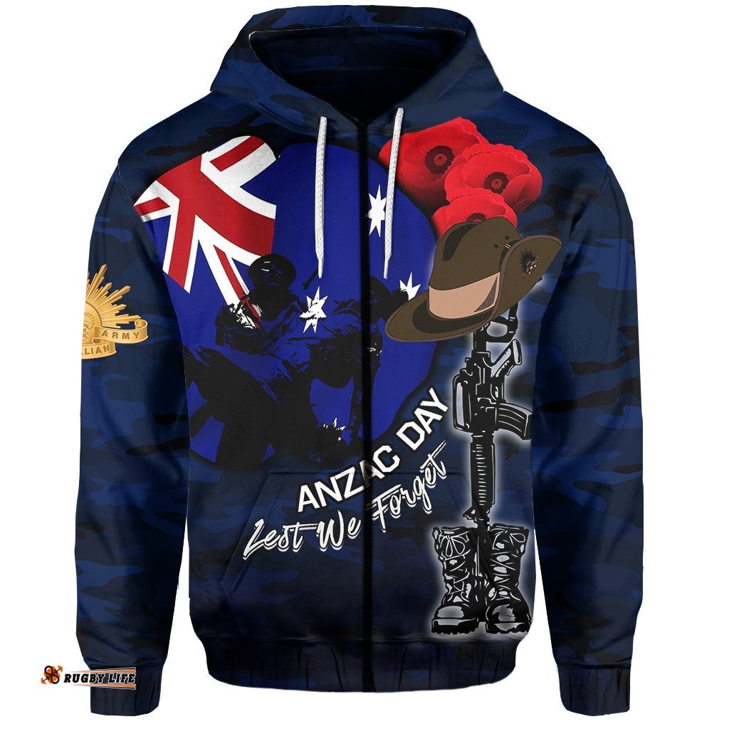 Australia ANZAC Day Zip Hoodie Army No.1