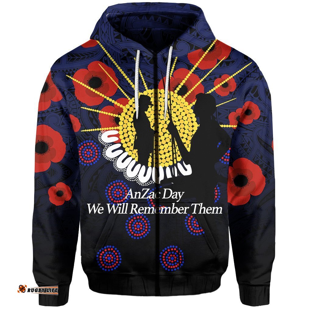 Australia ANZAC Day Zip Hoodie We Will Remember Them