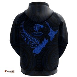 New Zealand Heart Hoodie Map Kiwi Mix Silver Fern Blue