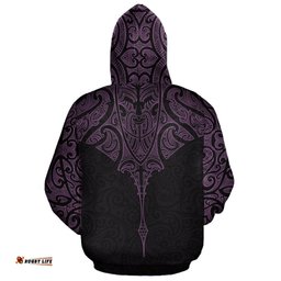 New Zealand Hoodie Manta Maori Ta Moko Purple