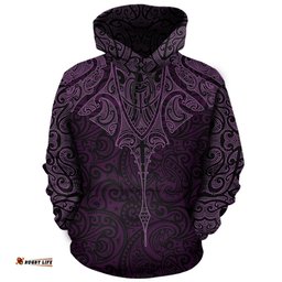 New Zealand Hoodie Manta Maori Ta Moko Purple
