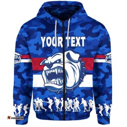 Custom Personalised Western Bulldogs Zip Hoodie ANZAC Vibes