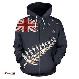 New Zealand Poppies Flag Zip Hoodie, ANZAC Silver Fern Full Zip Hoodie