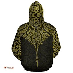 New Zealand Hoodie Manta Maori Ta Moko Yellow