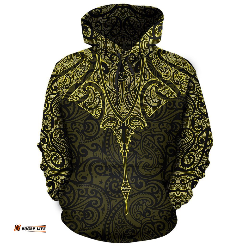 New Zealand Hoodie Manta Maori Ta Moko Yellow