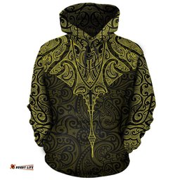 New Zealand Hoodie Manta Maori Ta Moko Yellow