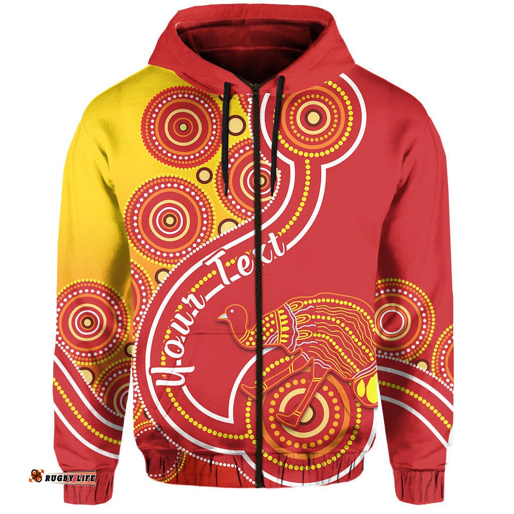 custom personalised king islands zip hoodie emu aboriginal tasmania australia