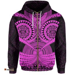 Polynesian Tattoo All Over Print Zip Hoodie Purple 2