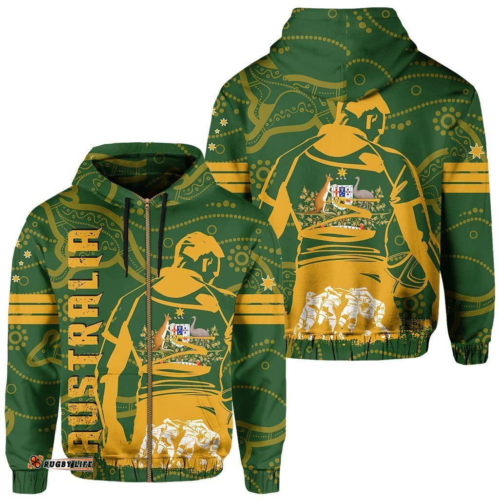 Australia Flag Hoodie Zip Rugby Winner
