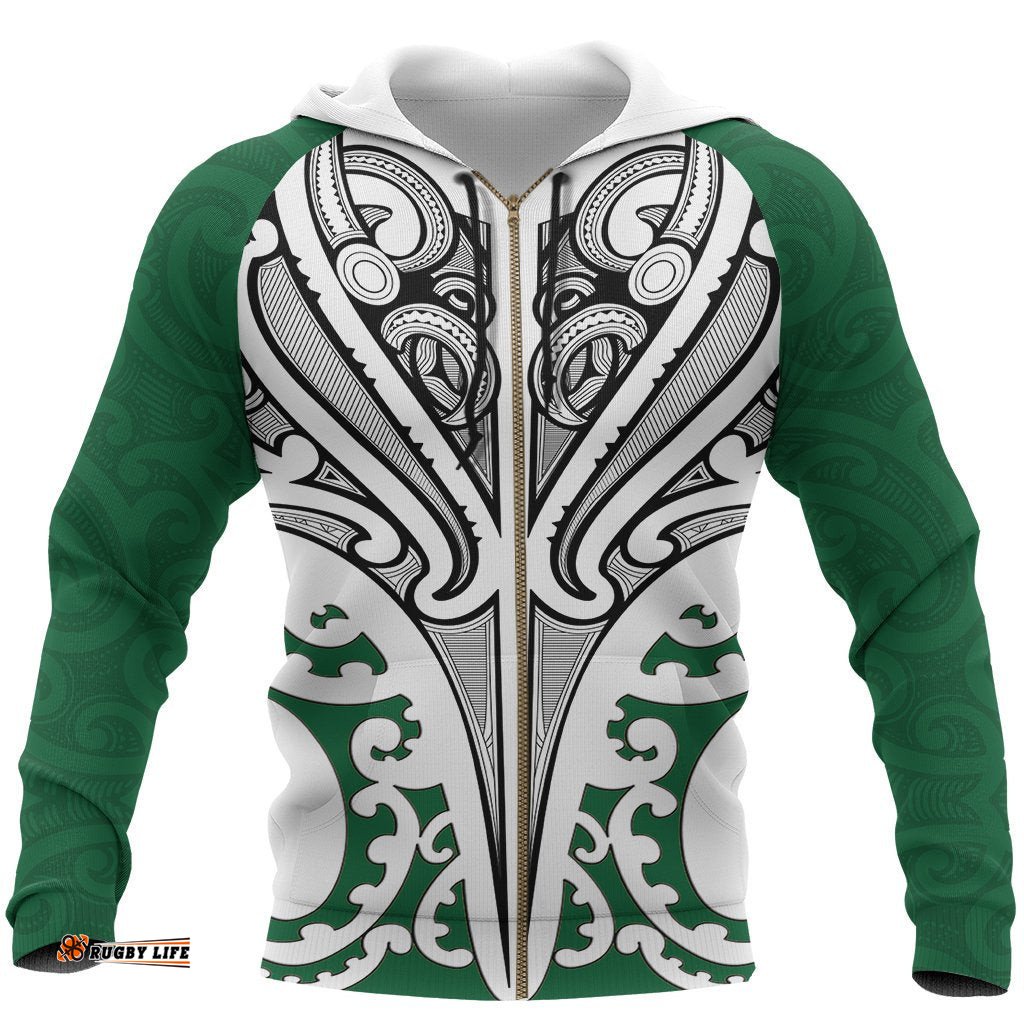 New Zealand Maori Zip Hoodie, Te Manaia Tattoo Full Zip Hoodie