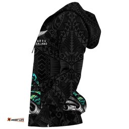 New Zealand Zip Hoodie Manaia Paua Fern Wing White