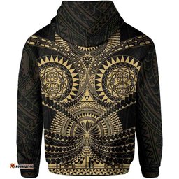 Polynesian Tattoo All Over Print Zip Hoodie Gold