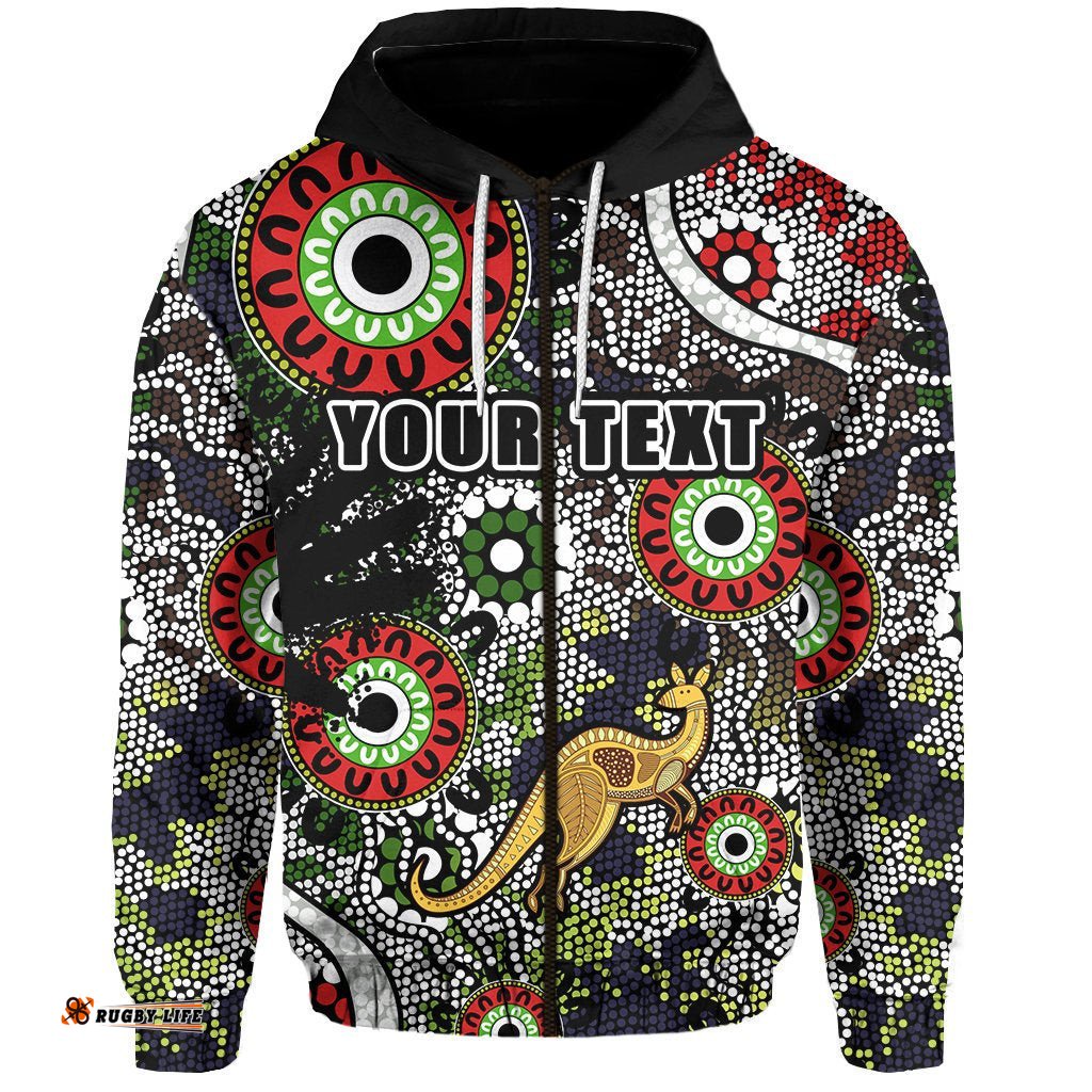 Custom Personalised Indigenous Zip Hoodie All Stars 09