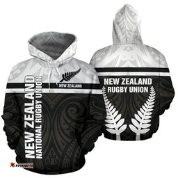 New Zealand Rugby Hoodie Maori Horizontal Style