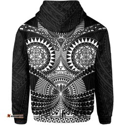 Polynesian Tattoo All Over Print Zip Hoodie White
