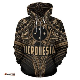 The Federated States Of Micronesia Hoodie Polynesian Tattoo Zip Hoodie