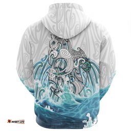 Maori Manaia The Blue Sea Hoodie, White