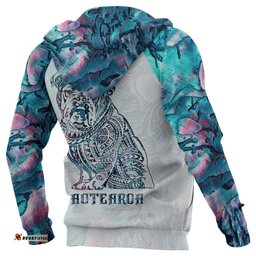 Aotearoa Maori Bulldog Hoodie, Paua Shell Bulldog Tattoo Pullover Hoodie