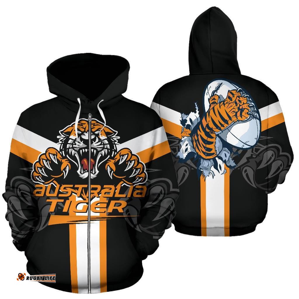 Australia Tiger Rugby Hoodie Zip