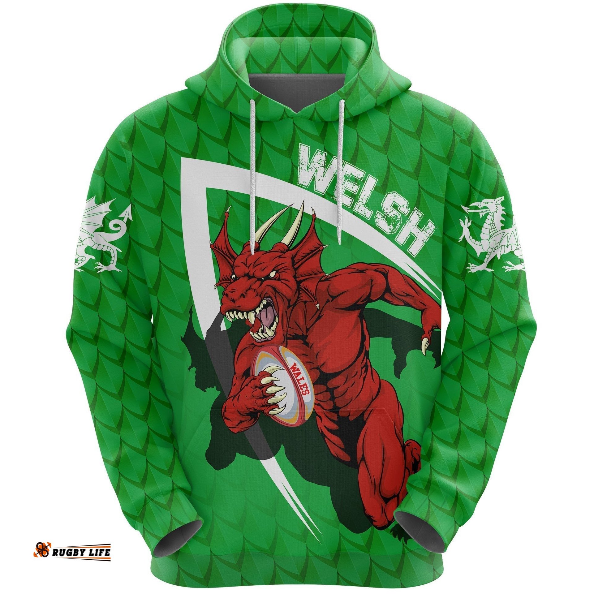 Wales Hoodie Welsh Dragon Rugby Champion 06