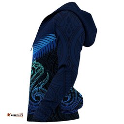 Maori Manaia New Zealand Zip Up Hoodie Blue