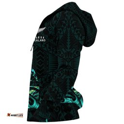 New Zealand Hoodie Manaia Paua Fern Wing Turquoise