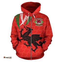 Wales Rugby Dragon Zip Up Hoodie 03