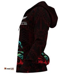 New Zealand Hoodie Manaia Paua Fern Wing Red