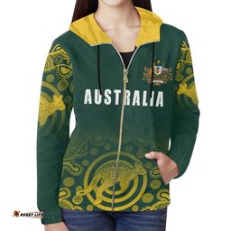 Australia Zip Up Hoodie Coat Of Arms Rugby Style