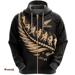 Aotearoa New Zealand Hoodie Maori Fern Rugby 09