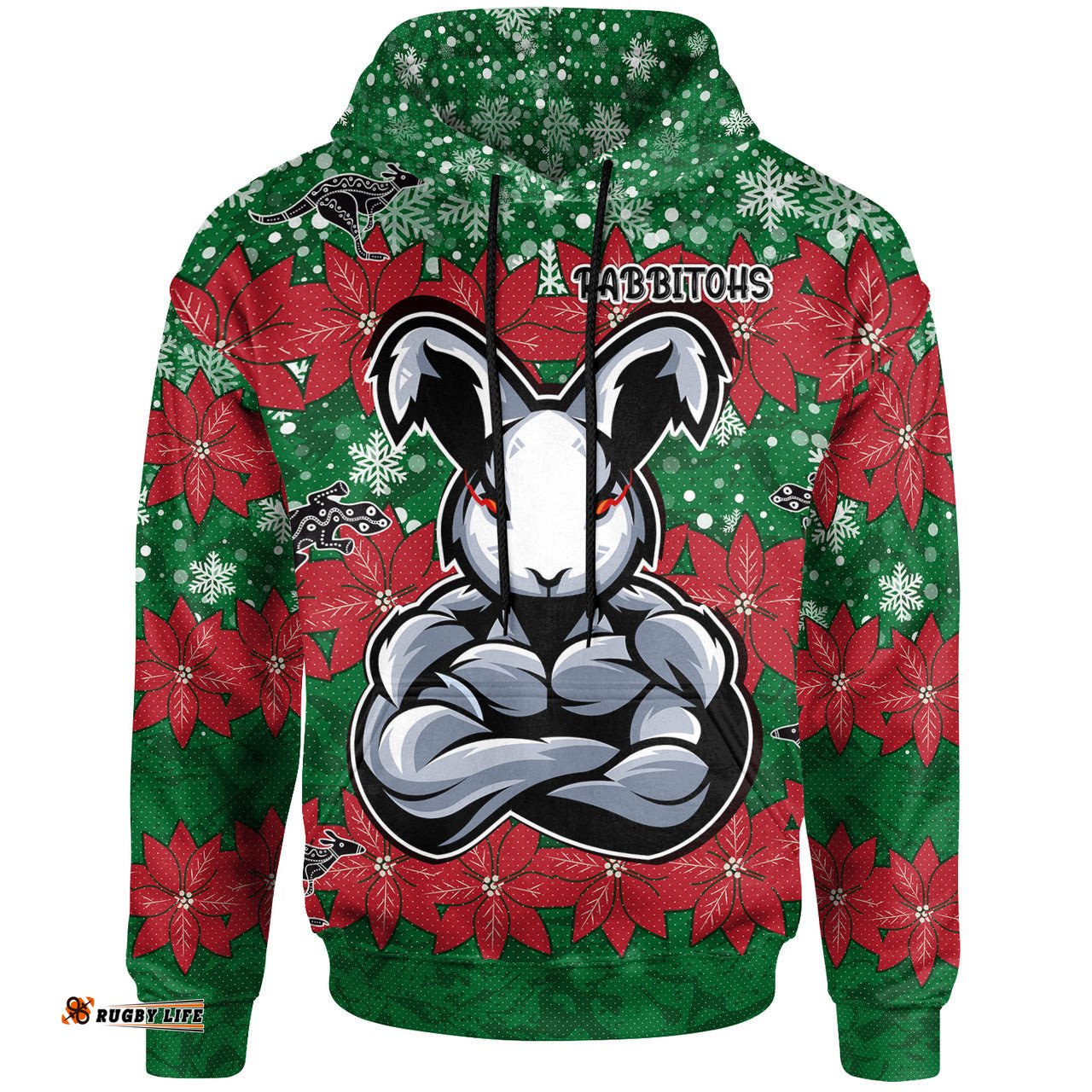 rabbitohs christmas rugby hoodie custom indigenous super rabbitohs hoodie