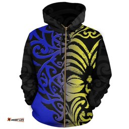 Aotearoa Zip Up Hoodie Koru Ta Moko Maori