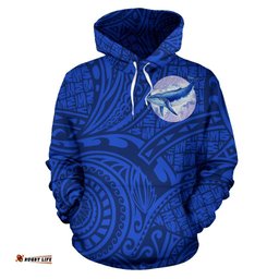 Blue Whale With Polynesian Ethnic Style Hoodie