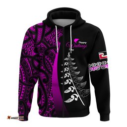 waitangi day hoodie maori mix fern style purple