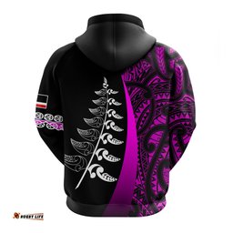 waitangi day hoodie maori mix fern style purple