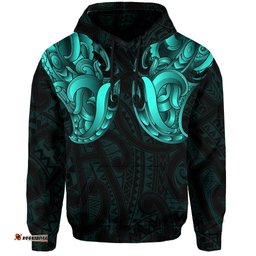 Maori Ta Moko Hoodie New Zealand Turquoise