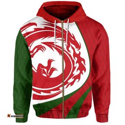 Wales Zip Hoodie Welsh Rugby Dragon