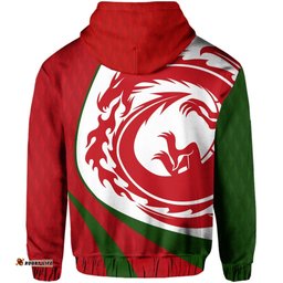 Wales Zip Hoodie Welsh Rugby Dragon