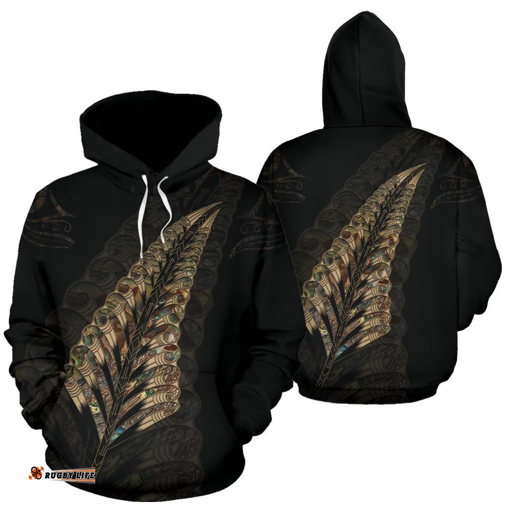 New Zealand Golden Paua Shell Fern Hoodie
