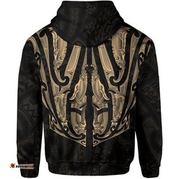 Maori Ta Moko Zip Hoodie New Zealand Gold