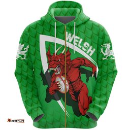 Wales Zip Hoodie Welsh Dragon Rugby Champion 03