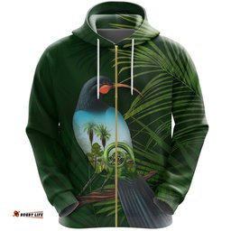 Huia Bird New Zealand Zip Hoodie