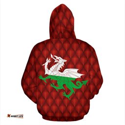 Wales Dragon Flag Rugby Hoodie