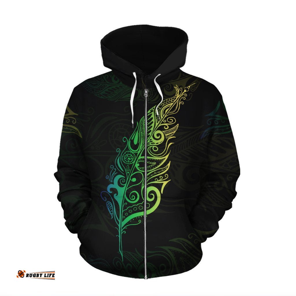 New Zealand Light Silver Fern Zip Hoodie Custom
