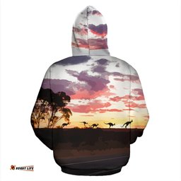 Zip Up Hoodie Koala Hoodie Kangaroo Sign Sunset Unisex